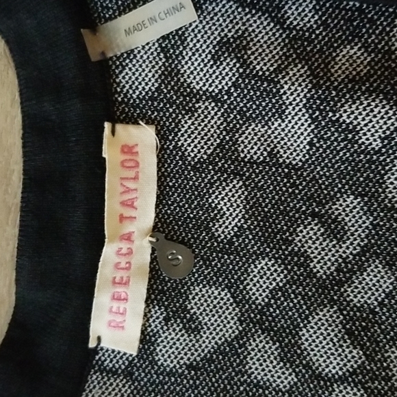 Rebecca Taylor Leopard Print Intarsia Knit Fit & Flare Sweater Skater Dress - Picture 6 of 7